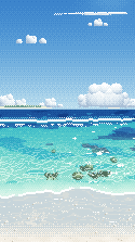 A quiet lagoon beyond the reef.