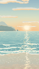 Evening light over a small cove.